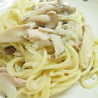 牛乳でＯＫ♪たまねぎときのこのツナクリームパスタ